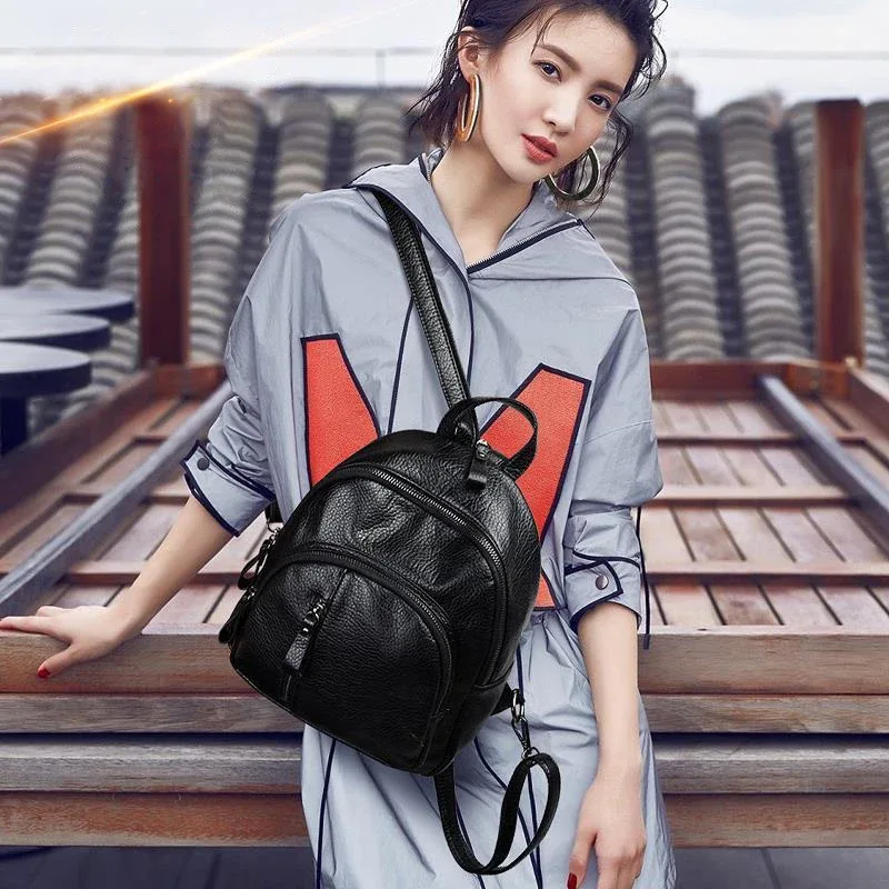 nouveau sac à dos antivol en cuir pu souple pour femmes, sac à bandoulière vintage, mini sac à dos de voyage pour dames, sacs d'école pour filles