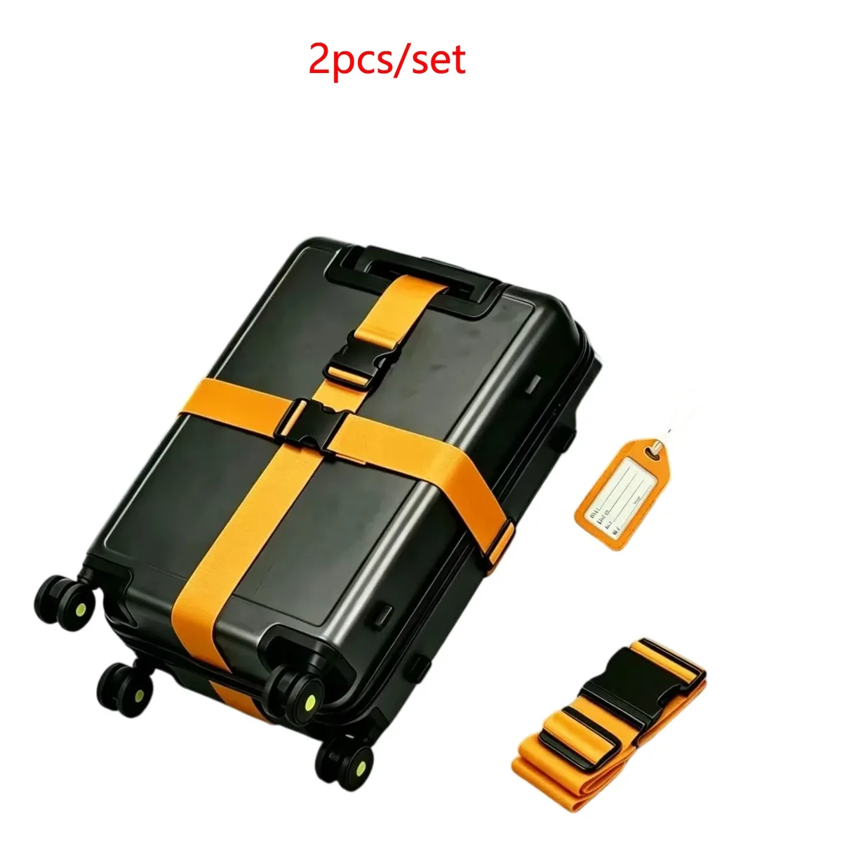 ensemble de 2 pièces - (1 sangle de bagage de 2 m, 1 étiquette d'identification) sangles de bagage et attaches de voyage multicolores et lumineuses, idéales pour sécuriser les bagages, les sacs à main et les bagages de voyage, permettant d'identifier rapidement les bagages personnels grâce à l'étiquette d'identification, un cadeau indispensable pour halloween.
