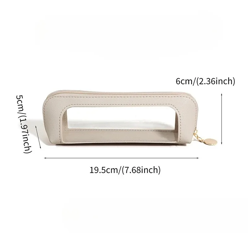 sac à cosmétiques transparent et étanche en pu, sac de rangement pour pinceaux de maquillage de voyage à fermeture éclair, pochette de rangement pour cosmétiques, trousse à crayons