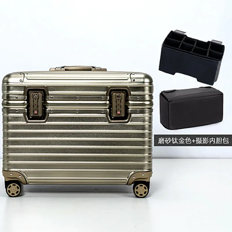 tout en alliage d'aluminium et de magnésium, bagage du capitaine, boîtier pour appareil photo à rabat supérieur, valise de cabine 18/20 pouces, boîtier de chariot 22/24 pouces
