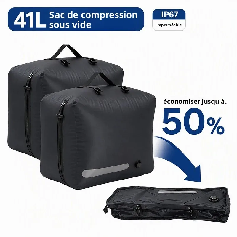 41L Sacs Compression Vide Pompe Electrique IP67 Etanche Gain Place, Voyage Bagage Organisateur Noir Rangement Grande Capacite FANAN Valve Portatif Durable Compact Leger Pliable Maison Camping Accessoires