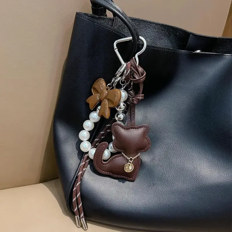porte-clés chat noir mignon, breloque de sac, pendentif, accessoire portable pour adolescents et femmes, idéal pour fêtes, cadeau, usage quotidien, décoration de sac à dos