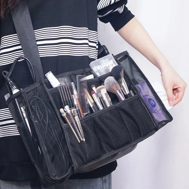 trousse de maquillage professionnelle, trousse à cosmétiques d'artiste, sac à main lancé, noir, portable, kits de maquillage de voyage, evalu2024
