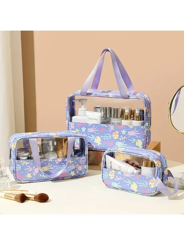 Sac de lavage de douche de grande capacité, sac à cosmétiques translucide pour dames, sac de rangement de cosmétiques essentiels de voyage