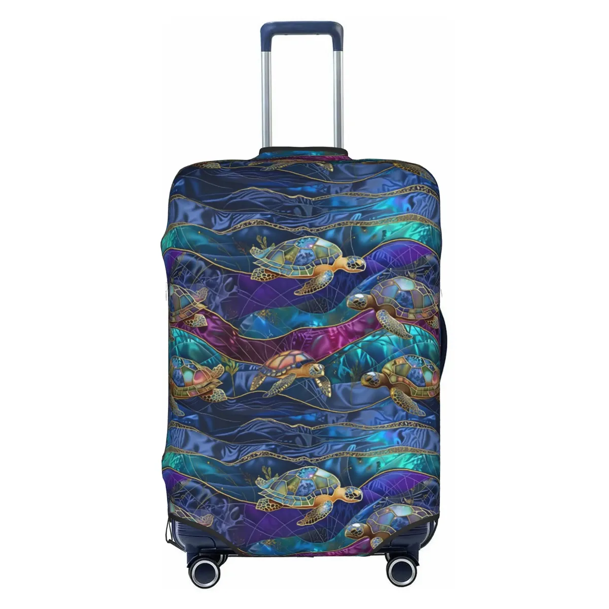 housse de protection pour valise, motif tortues marines sur fond bleu marine, mignonne, convient aux valises de 18 à 32 pouces