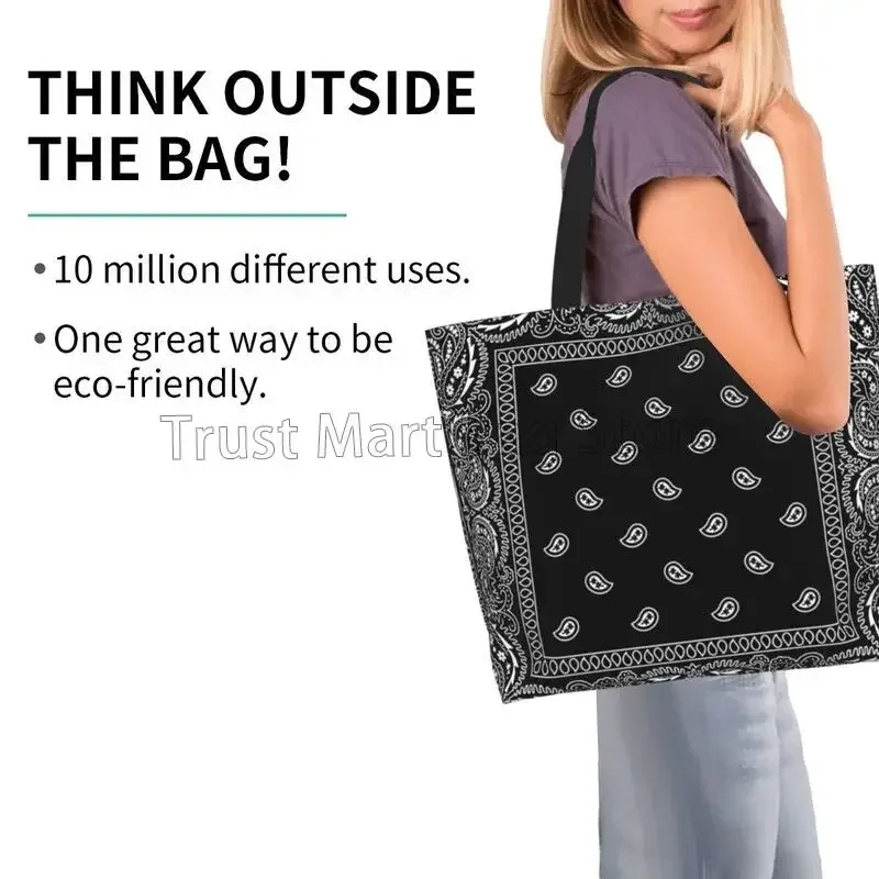 Sac fourre-tout blanc à motif Paisley coloré noir et rouge, grande capacité, sac à bandoulière, sacs à main pour femmes, sacs de courses