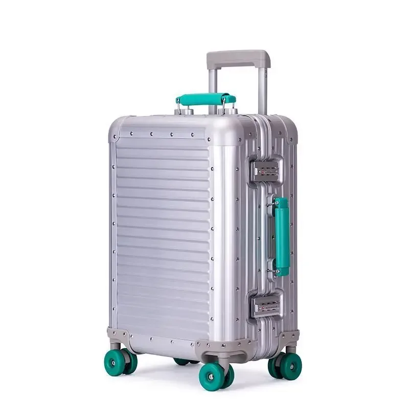 valise en alliage d'aluminium pour bagage à main de 20 pouces avec serrure tsa, bagages légers à roues lisses pour les voyages d'affaires