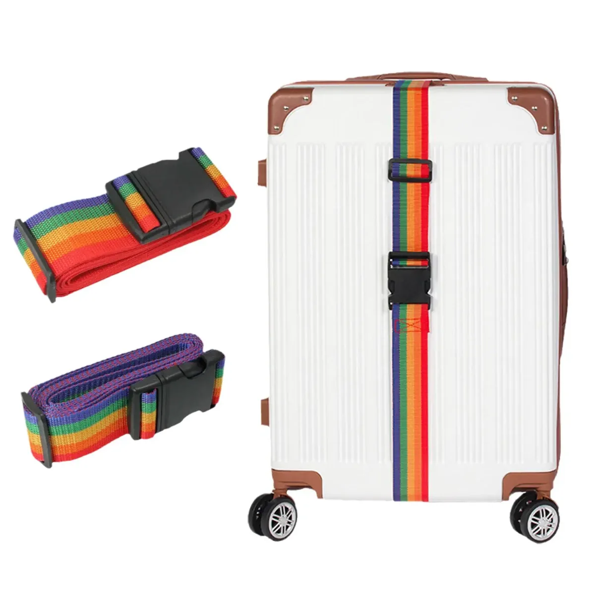 sangle de bagage réglable arc-en-ciel, boucle d'emballage pour valise de voyage, ceinture de sécurité pour bagages, accessoires de voyage, 1/2 pièces