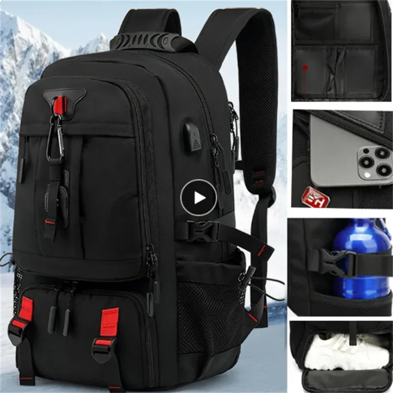 grand sac à dos de voyage unisexe avec port usb, sac d'ordinateur d'affaires, sports de plein air, trekking, randonnée, camping, 50 l, 60 l, 80 l