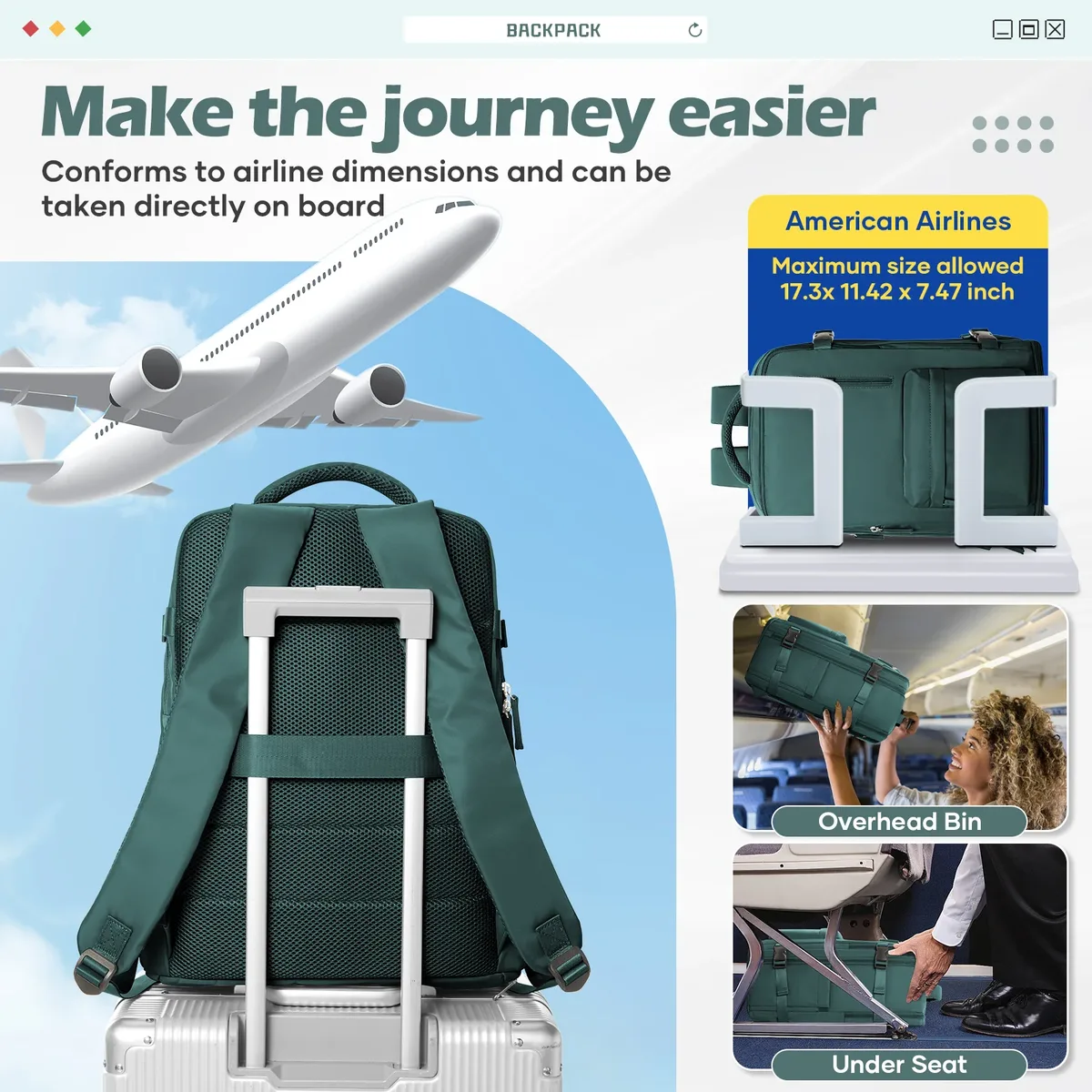 sac à dos 40x30x20 avion, sac à dos de bagage à main de cabine ryanair, sac à dos pour ordinateur portable easyjet pour voyage en avion, sac à dos scolaire