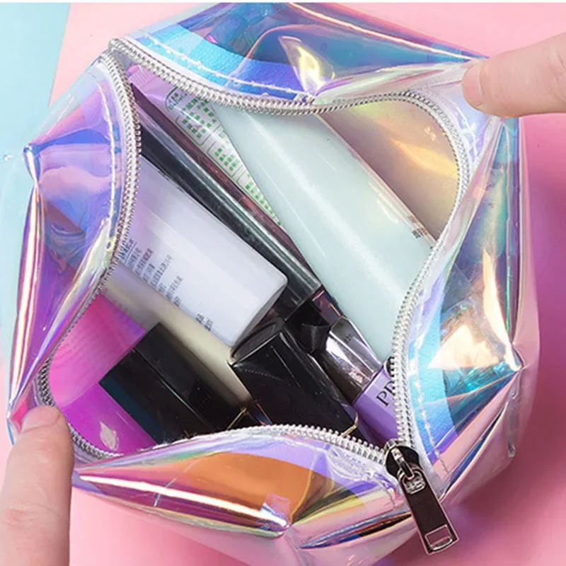 trousse de maquillage holographique, sac de voyage pour cosmétiques, organisateur de toilette, sac à main pour femmes, nouvelle pochette de rangement colorée, mode de voyage 2023
