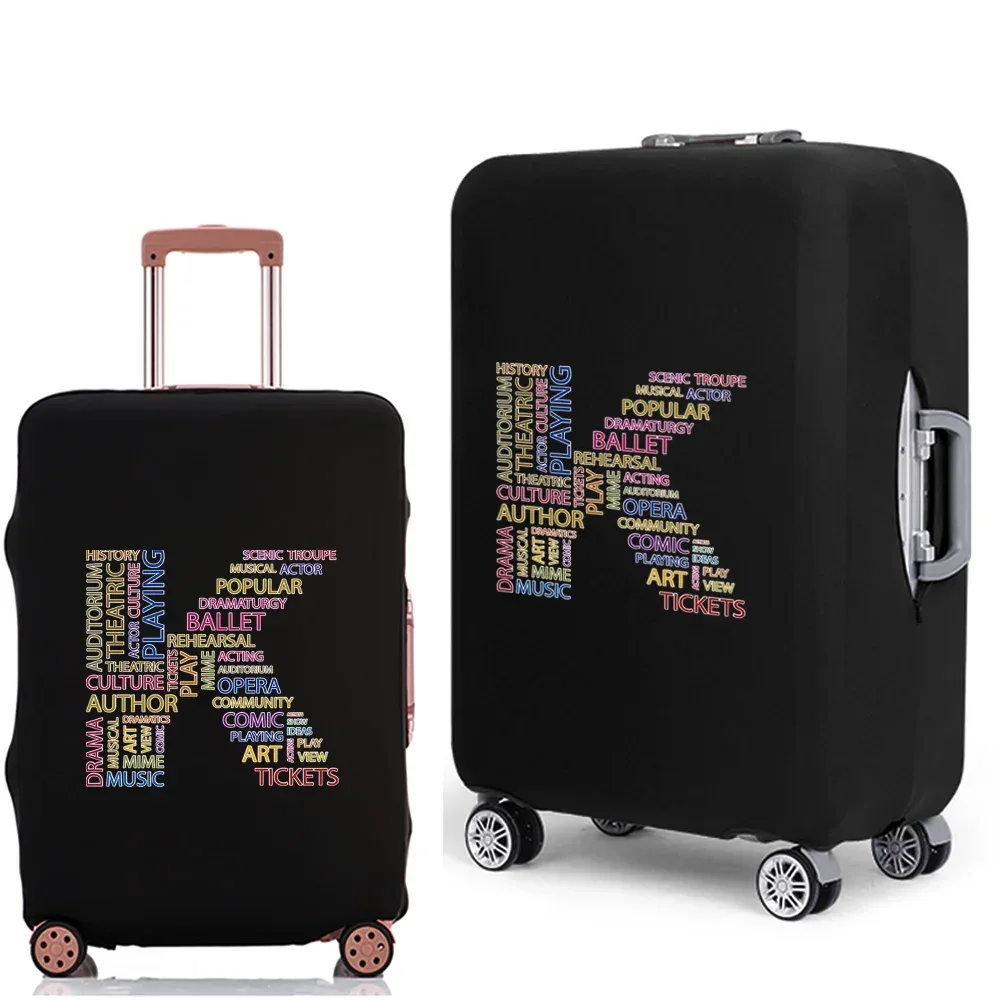 étui à bagages 2022, housse de protection avec texte 26 lettres, motif de voyage, élastique, housse anti-poussière pour valise de 18 à 28 pouces