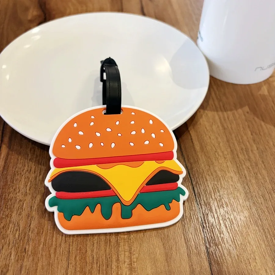 étiquette de bagage burger à chips de pomme de terre, signe suspendu, étiquette nominative pour voyage d'affaires, valise, aéroport, plaque d'identification anti-perte na, 1 pièce/3 pièces