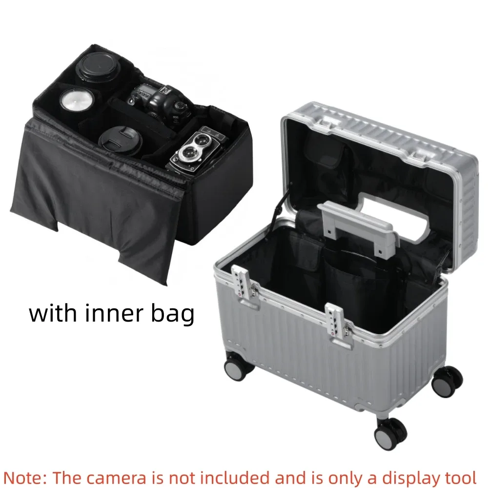 valise à ouverture par le haut 18/20 pouces, bagage cabine pour photographe, bagage à roulettes en matériau pc avec cadre en alliage d'aluminium et serrure tsa