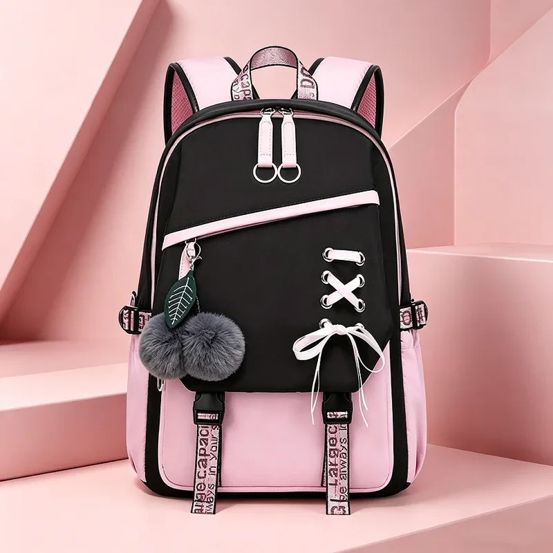 sac à dos mignon et élégant pour étudiant, sac d'école multi-poches, sac à livres grande capacité, sac de voyage quotidien décontracté, sac léger pour l'extérieur