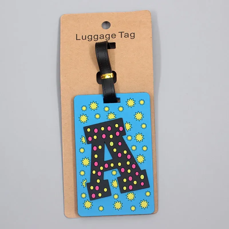étiquette d'accessoires de voyage pour bagages, 26 lettres mignonnes, en gel de silice, support d'identification pour valise, étiquette d'embarquement pour bagages, portable, nouveauté