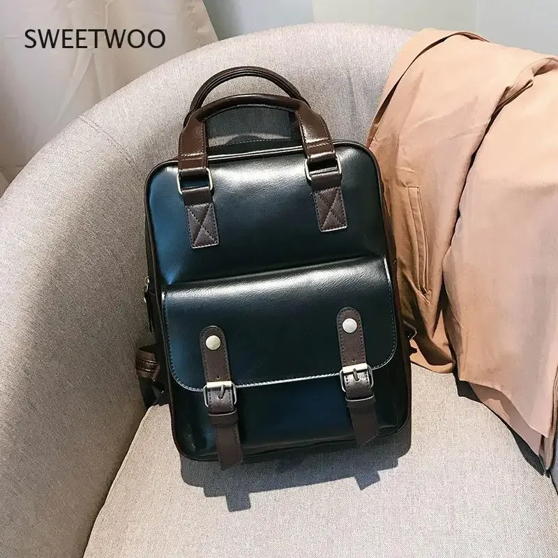 sacs à dos antivol pour femmes, sacs d'école marron pour adolescentes, sac à dos en cuir pour ordinateur portable vintage, grand sac à dos de voyage imperméable