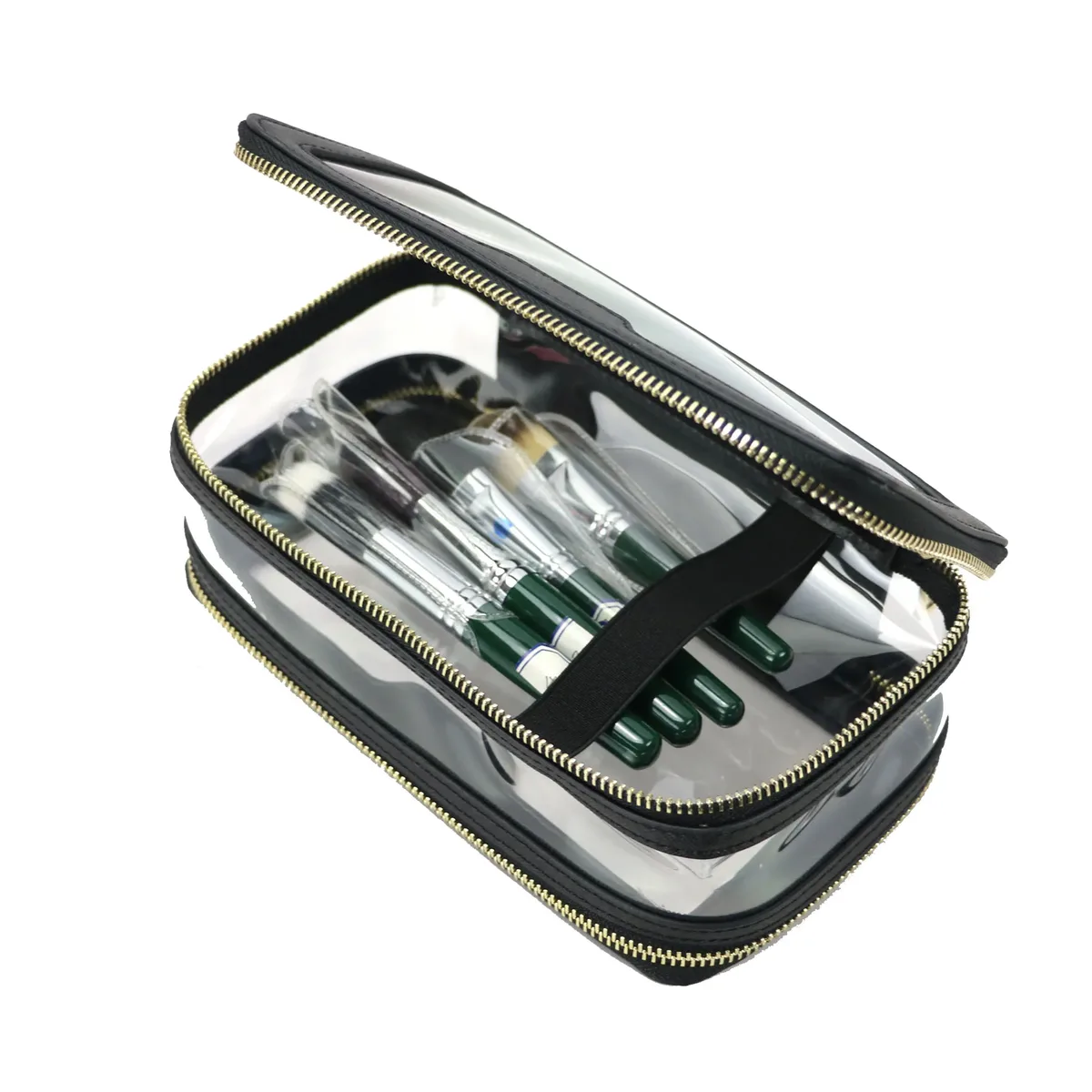 sac à cosmétiques de voyage en cuir saffiano personnalisé, trousse de toilette étanche à la mode, nouveau sac de rangement de maquillage, sac à cosmétiques en tpu transparent