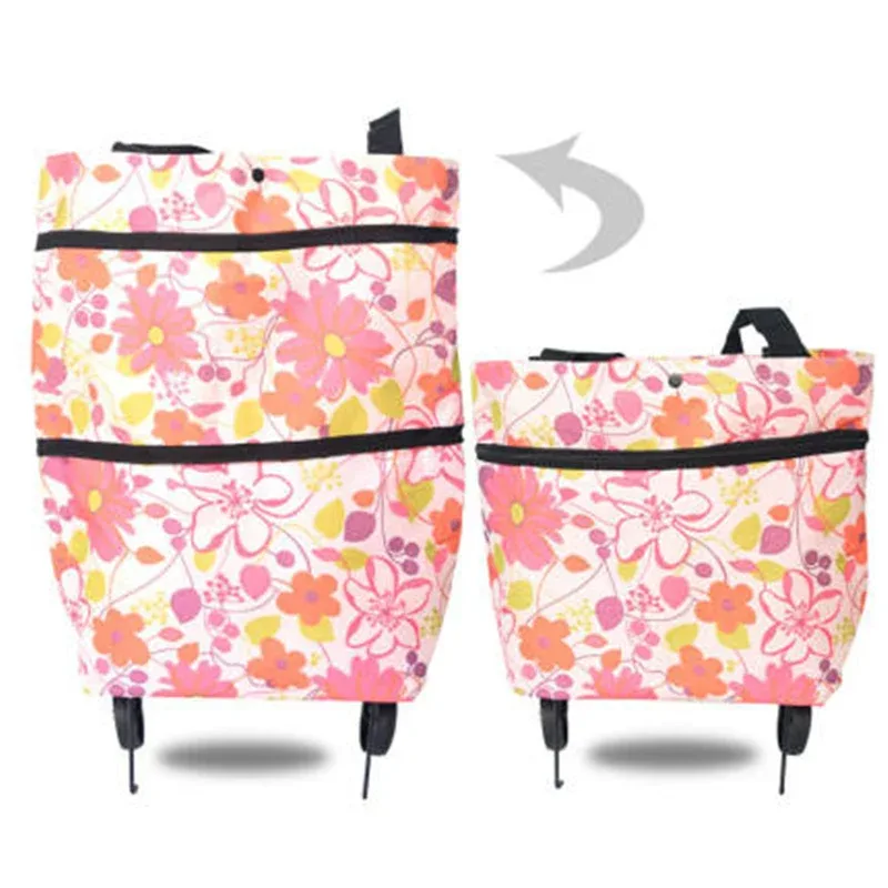 sac à roulettes, sac à roulettes, sacs à provisions pliants, achat de légumes, paquet de traction, petit chariot à traction, organisateur de courses portable