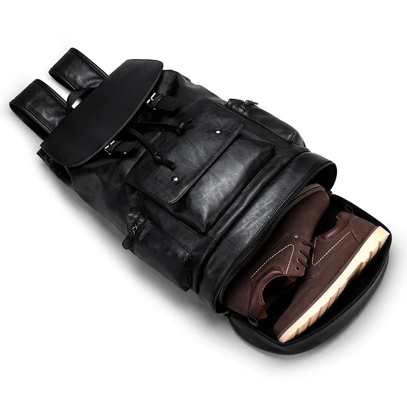 nouveau style preppy hommes sac à dos haute capacité sac à dos mode cuir pu sac d'école de voyage décontracté sac à dos en cuir pu