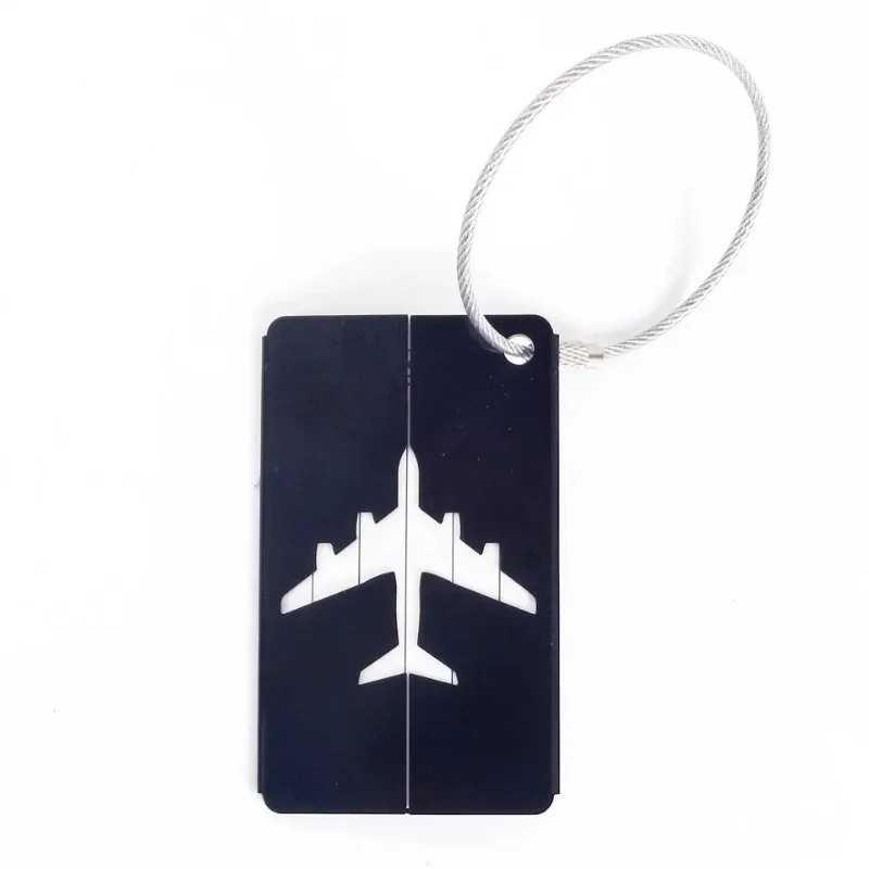 étiquette de bagage de voyage en alliage d'aluminium, étiquette de valise, étiquette d'avion avec nom, anti-perte, accessoires de voyage couleur unie