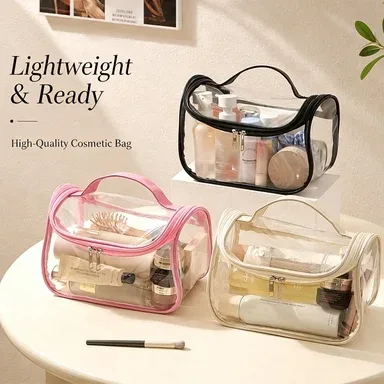 sac cosmétique transparent de grande capacité, extensible en trois dimensions, imperméable, sac de rangement pour cosmétiques en pvc portable pour les voyages