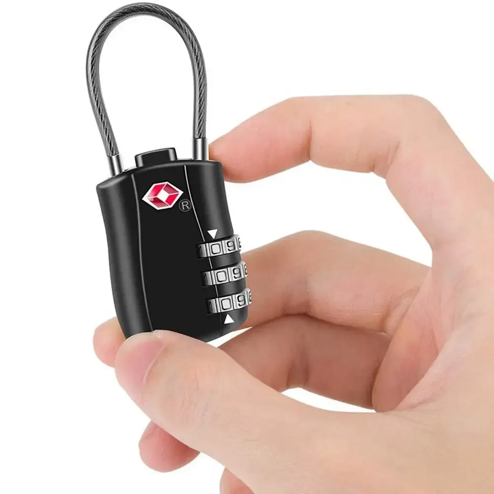 cadenas antivol portable avec câble en acier, serrure de bagage tsa, serrure à code douanier, serrure à combinaison intelligente