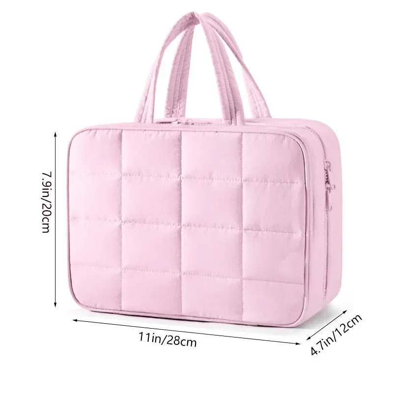 trousse de maquillage pliable à carreaux pour femmes, organisateur de voyage suspendu, trousse de toilette et de cosmétiques, pochette de beauté étanche, rangement de salle de bain