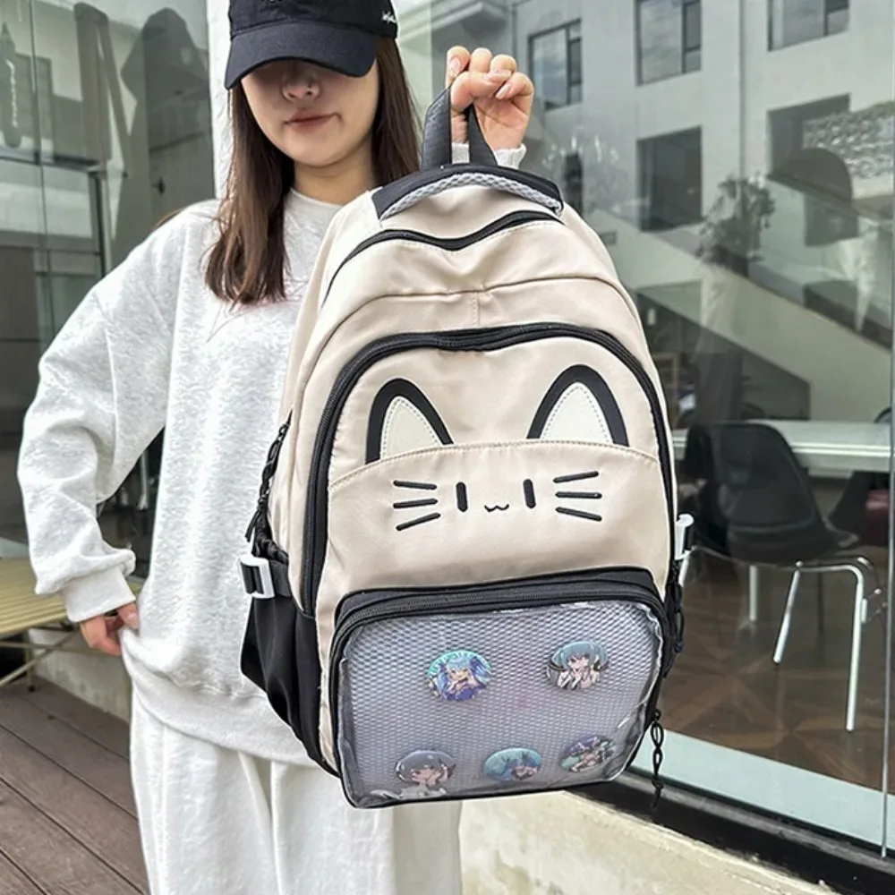kawaii femmes sac à dos rose doux japonais dessin animé chat ita sac mode grande capacité décontracté polyvalent sacs à dos pour dames