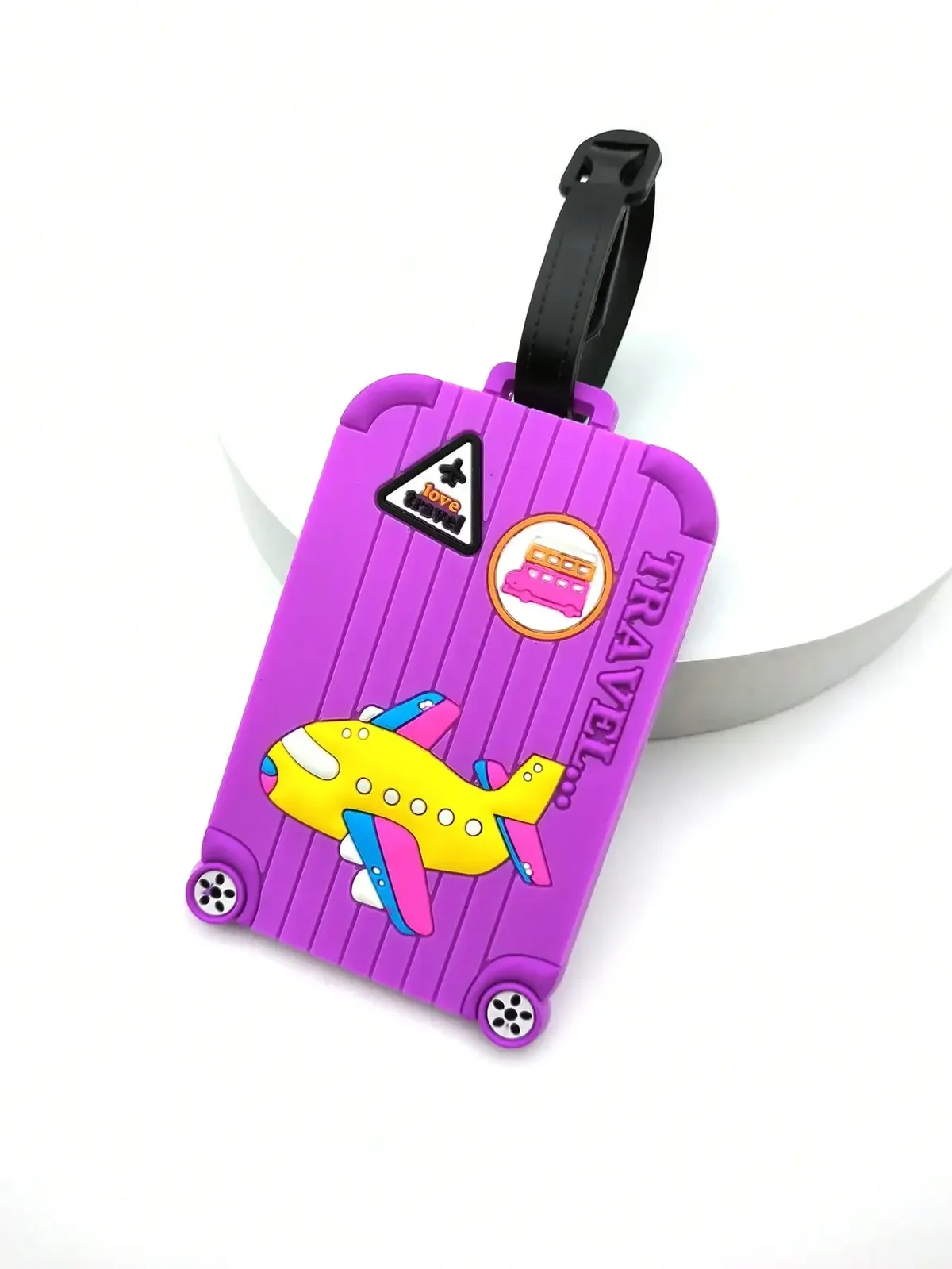 étiquette de bagage en pvc multicolore, conception d'avion créatif, étiquette suspendue de prévention des pertes essentielles de voyage pour hommes et femmes, 1 pièce