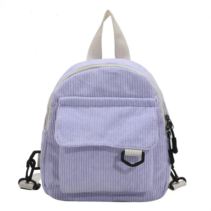 mini sac à dos tendance pour femme en velours côtelé couleur unie sac à dos simple et décontracté pour étudiants, sac à dos de voyage, nouveauté 2023
