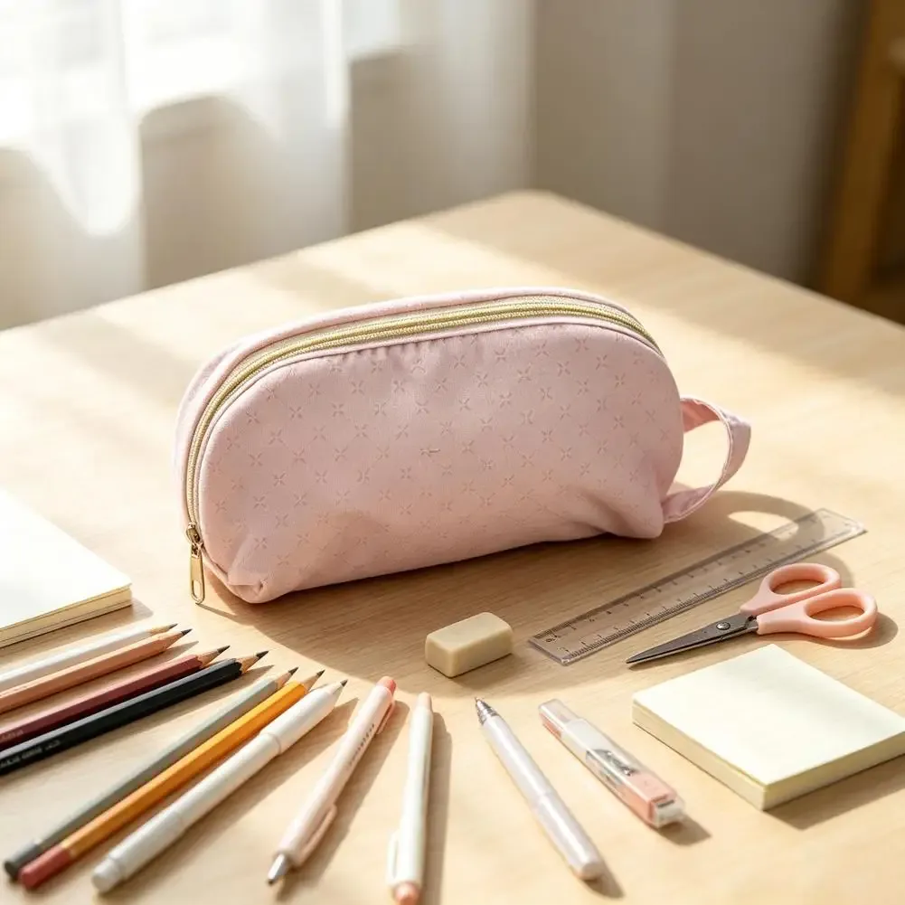 trousse à crayons en forme de coquille, sac de maquillage de grande capacité, sac de rangement multifonctionnel, pochette de rangement de voyage à fermeture éclair pour papeterie