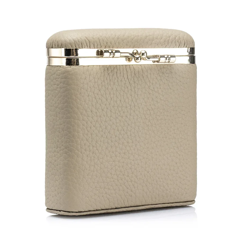 mini trousse de maquillage portable en cuir simple pour femmes, rangement miroir, usage personnel, petits étuis à rouge à lèvres, sacs à cosmétiques