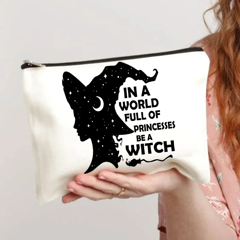 sac de rangement pour cosmétiques avec impression de sorcière amusante, sac de maquillage, sac à la mode pour femmes, trousse à maquillage multifonction, étuis à crayons