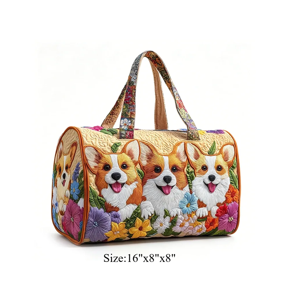 sac de voyage matelassé corgi pour femme, sac de week-end imprimé animal 3d, sac fourre-tout de voyage, sac de sport pour vacances d'été, bagage de nuit, pour les amoureux des animaux