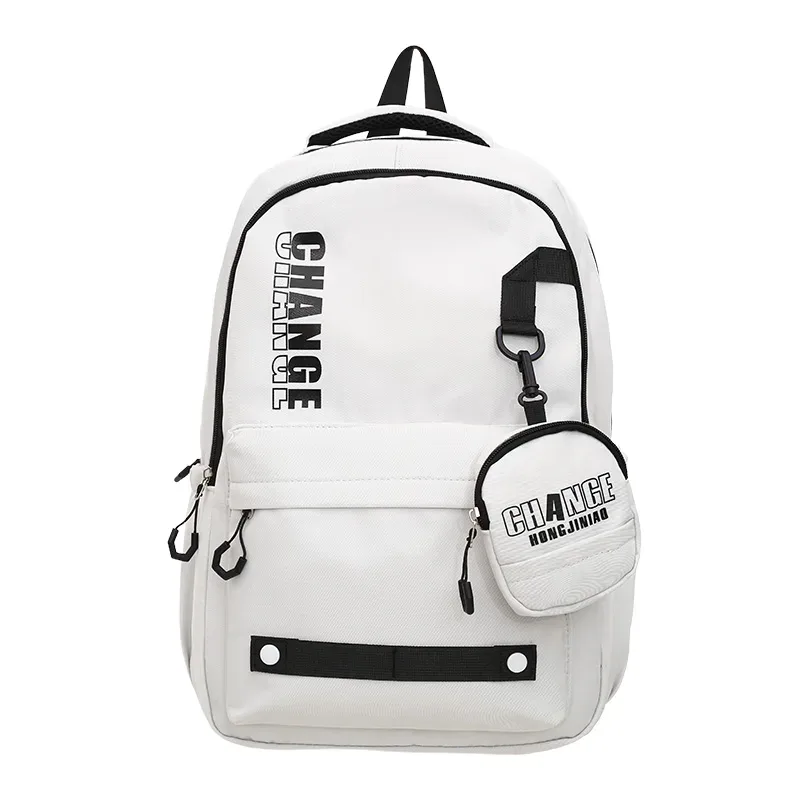 sac à dos en nylon de grande capacité, sac à dos unisexe pour étudiant de voyage de banlieue, petit sac détachable avec sangle à tige de traction