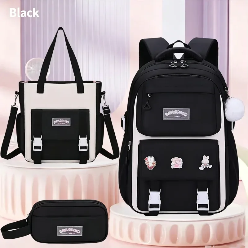 ensemble de 3 pièces de sac à dos de protection de la colonne vertébrale réduisant la charge de grande capacité pour enfants, nouveau cartable pour collégiens et lycéens