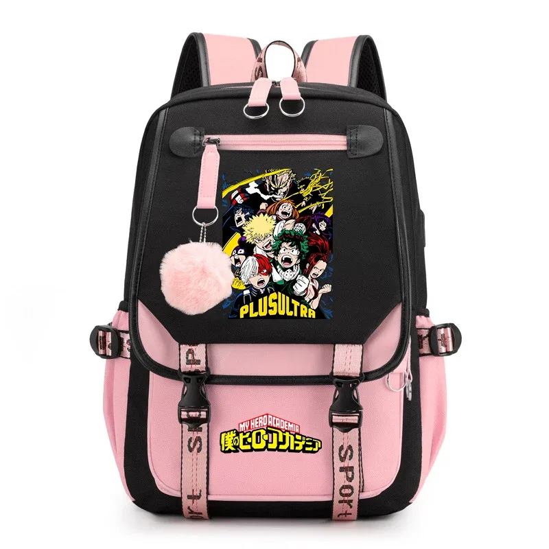 sac à dos d'étudiant imprimé my hero academia, léger et décontracté, pour filles, pour l'école et les voyages