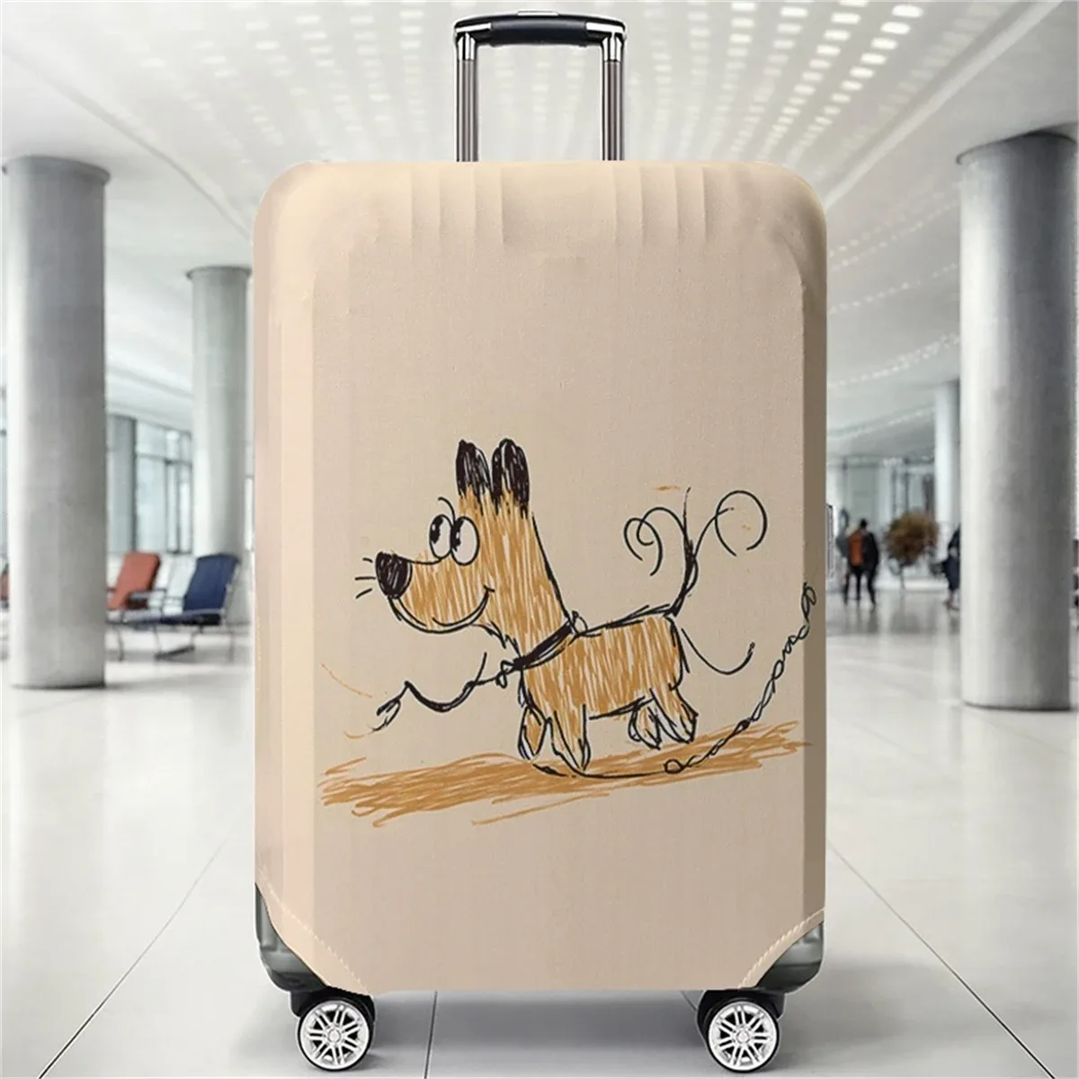 housse de protection pour bagages à motif chien, adaptée aux housses de bagages de 18 à 32 pouces, gants pour poignée de bagage, accessoires de voyage