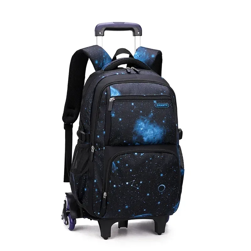 sac d'école enfants sac à dos roulant pour garçon sac à dos à roulettes sac d'école avec roues chariot bookbag bagage à main avec sac à déjeuner