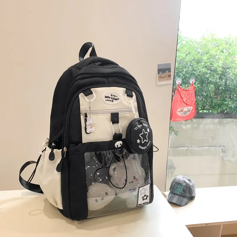 sac à dos pour filles, nouvelle mode, doux et mignon, grand sac d'école à cordon de serrage pour étudiantes, sac à bandoulière de voyage coréen y2k pour lycée