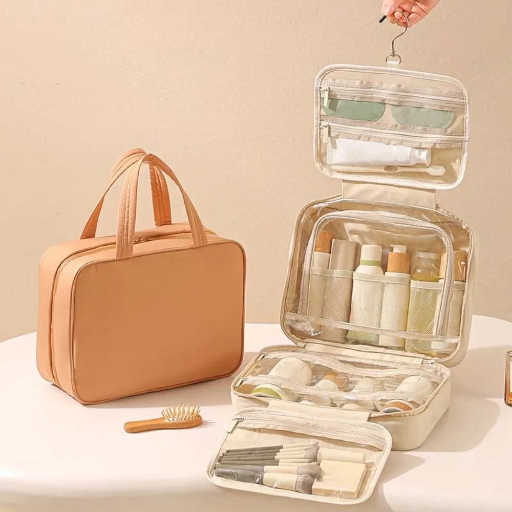 organisateur de toilette imperméable, sac à cosmétiques suspendu pliable et portable, grande capacité, pochette de maquillage légère pour backpacker