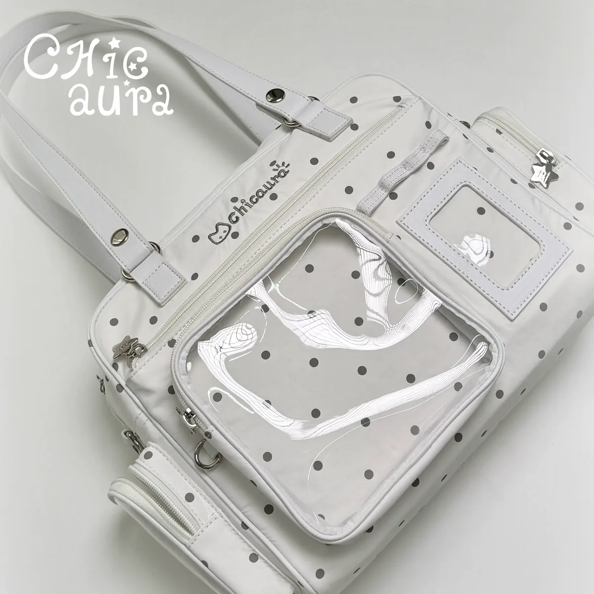 sac à bandoulière polyvalent grande capacité pour femme, motif pois, style gothique bidimensionnel, sac messager tendance
