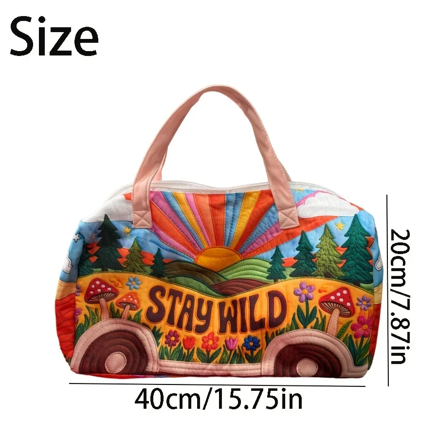 sac de sport multifonctionnel imprimé numériquement en 3d pour courtes distances, sac fourre-tout de voyage imprimé bus rétro bohème