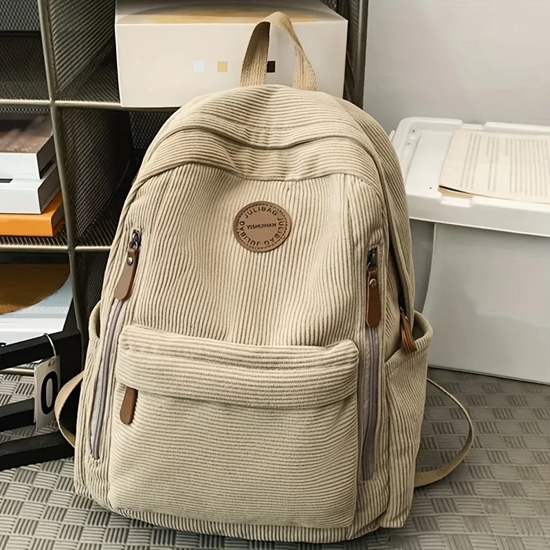 sac à dos en velours côtelé vert olive pour femme, grande capacité, sac à dos décontracté, travail, école, voyage, cadeau idéal pour les étudiants, école