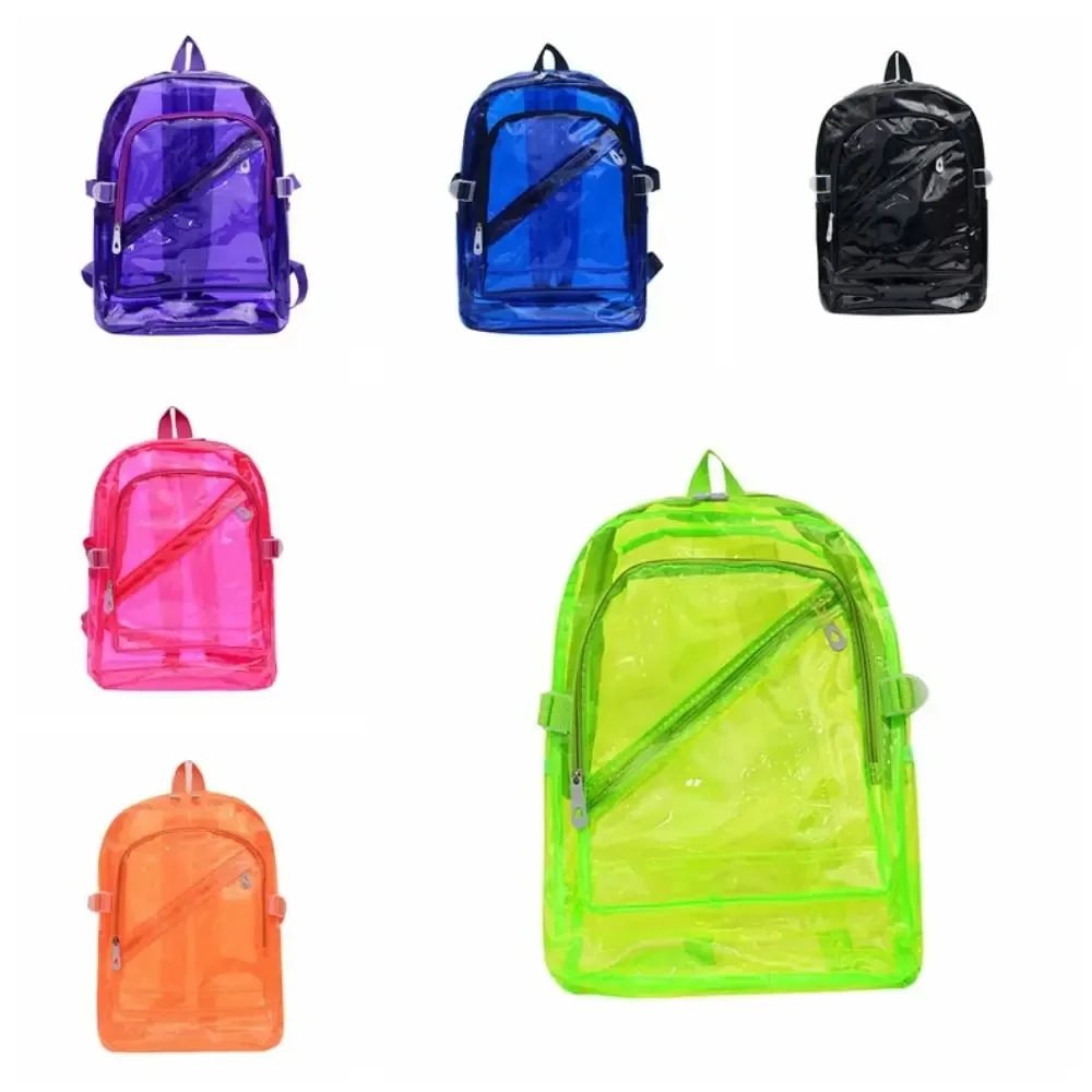 sac à dos transparent de couleur bonbon portable pour adolescents, sac d'école en pvc pour étudiants, sac de voyage polyvalent, sac à bandoulière transparent pour l'école.