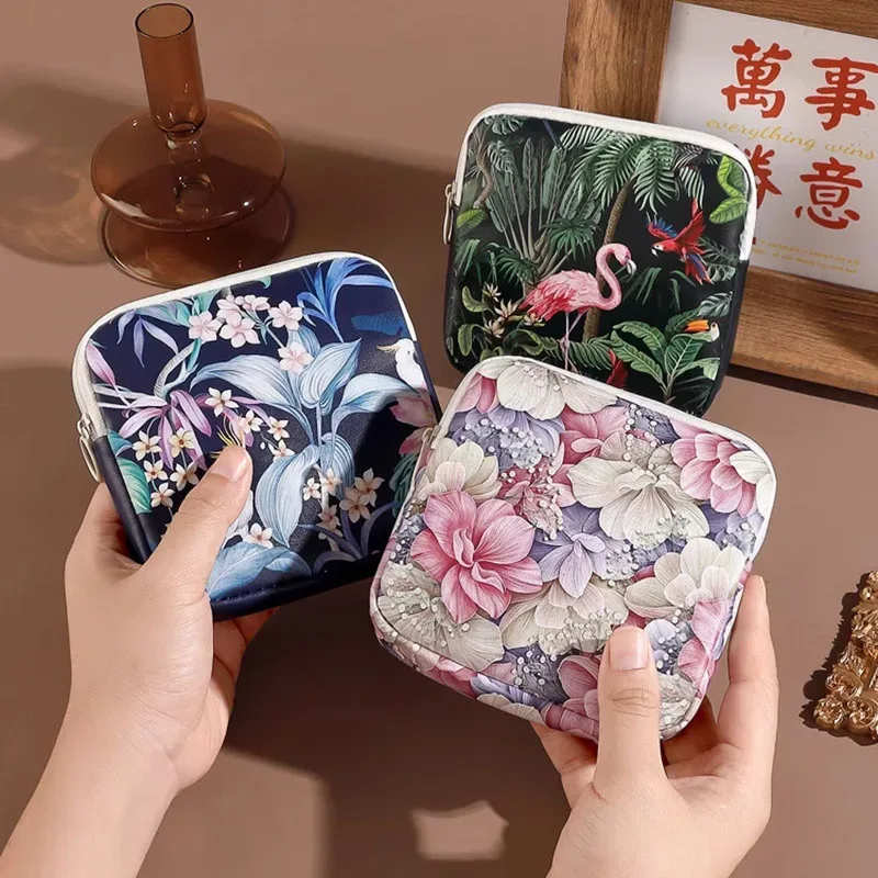 Sac de maquillage cosmétique créatif, porte-monnaie de grande capacité, sac pour serviettes hygiéniques, Mini organisateur de câbles de données portables pour femmes et filles