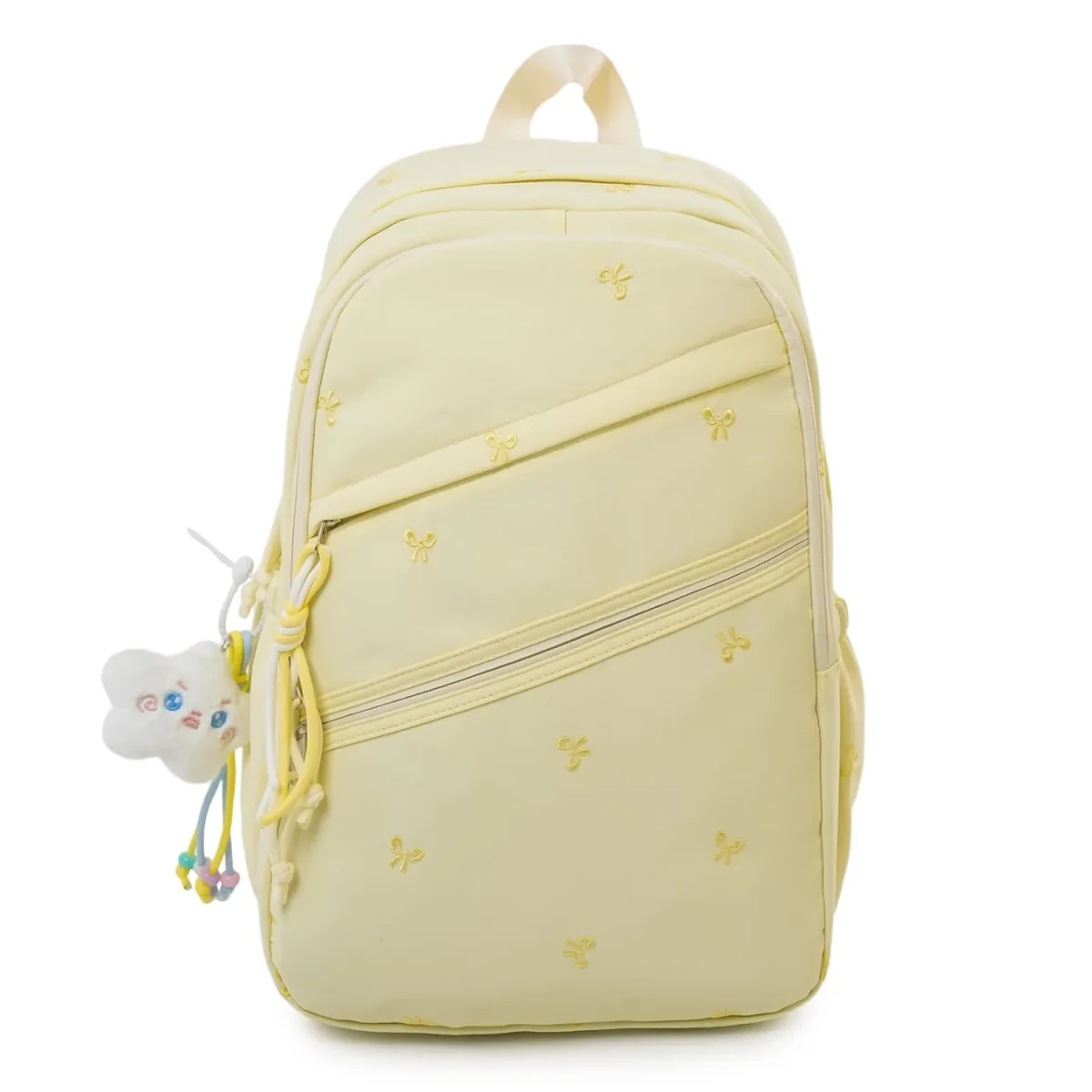 sacs à dos tendance en nylon brodés avec nœud, collection printemps/été 2026, nouveaux sacs polyvalents grande capacité pour étudiants et trajets quotidiens