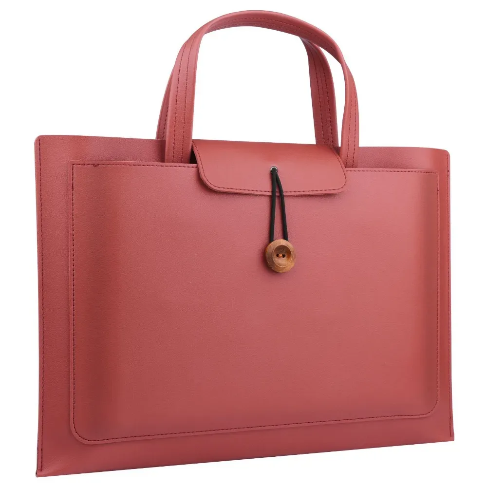 sac pour ordinateur portable de grande capacité, sac de protection rectangulaire de couleur unie avec poche de rangement, étui de transport en pu pour voyage