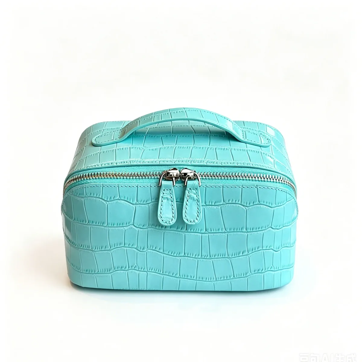 pochette de maquillage en cuir de vachette bleu à motif crocodile, nouvelle pochette de toilette de luxe en cuir véritable, grande capacité, pour voyage, rangement de cosmétiques